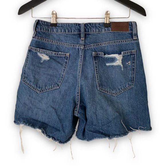 Hidden Jeans: Dark Wash High Rise Destoryed Denim Shorts - Picture 4 of 8